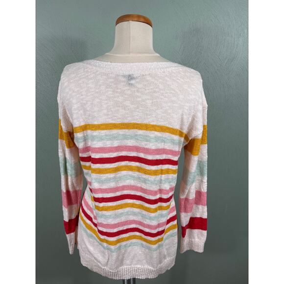 Talbots Women's Size Medium Striped Boat Neck Knit Pullover Light Weight Sweater - Picture 9 of 10